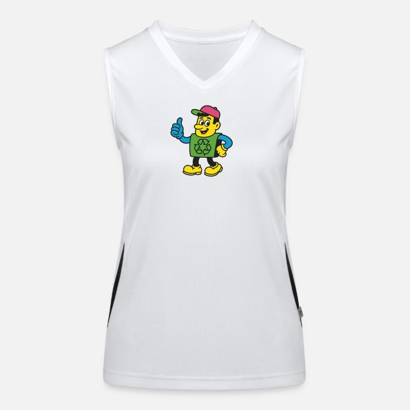 Recycle Hero Mascot Tee - Women's Functional Contrast Tank Top - white/black
