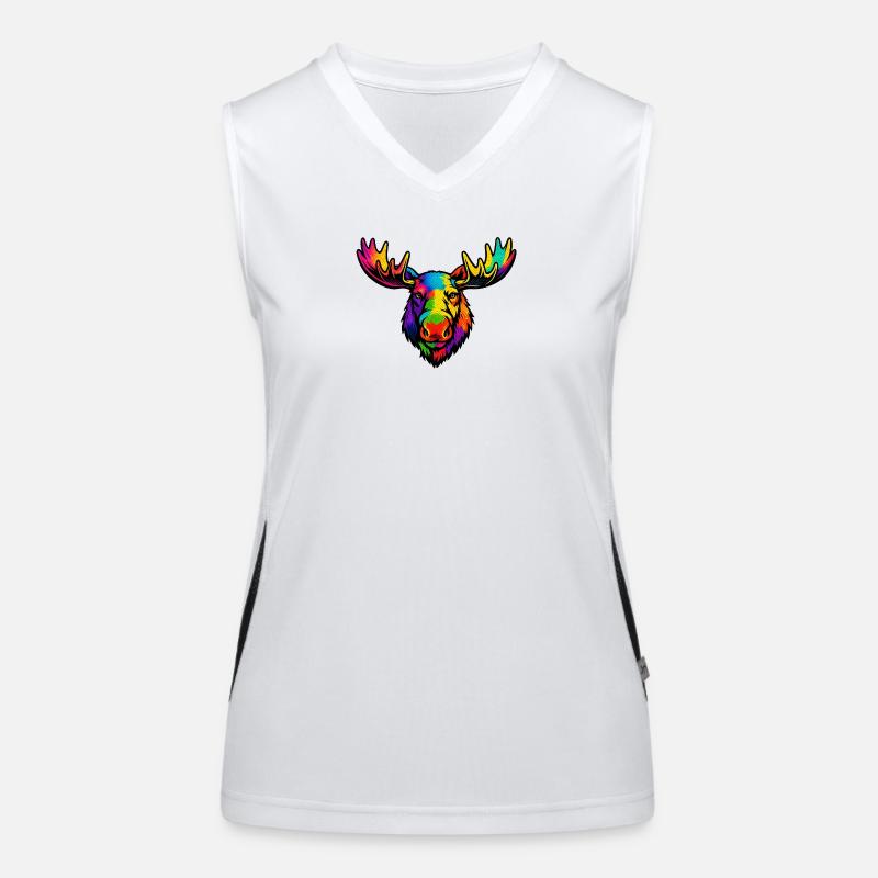 Der Kopf des Regenbogenelchs Funktionelles Kontrast-Tank Top für Frauen
