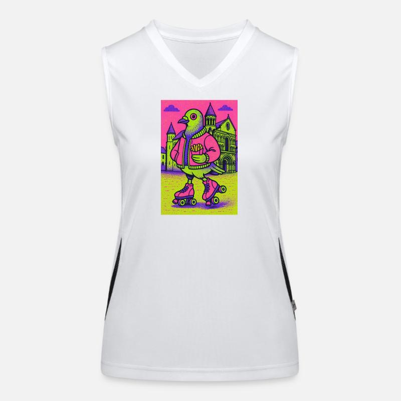 Neon_Pigeon_Roller-skater_2 Women's Functional Contrast Tank Top
