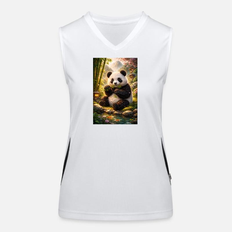 Panda im Zen-Garten Funktionelles Kontrast-Tank Top für Frauen
