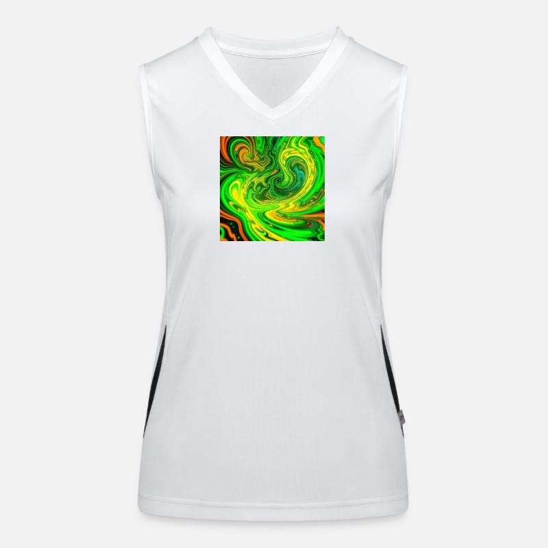 Psychedelische Farbwirbel Grün Funktionelles Kontrast-Tank Top für Frauen