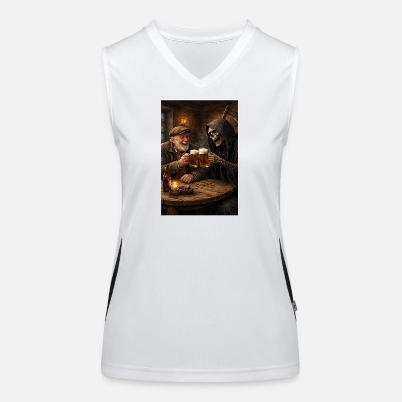 Bier trinken mit dem Tod Funktionelles Kontrast-Tank Top für Frauen