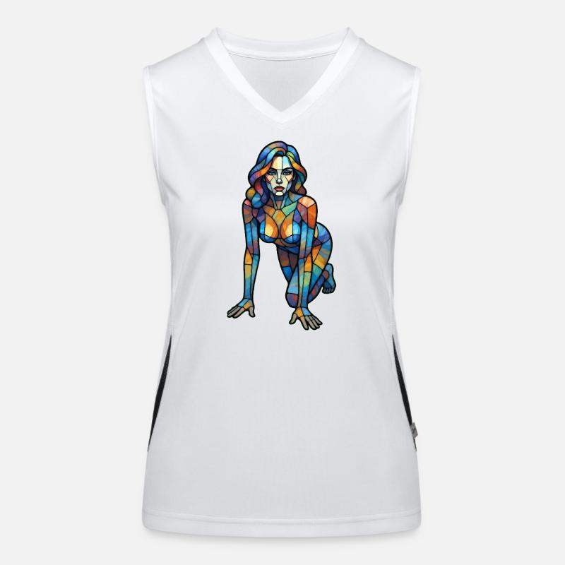 Bunte Glaskubistin Funktionelles Kontrast-Tank Top für Frauen