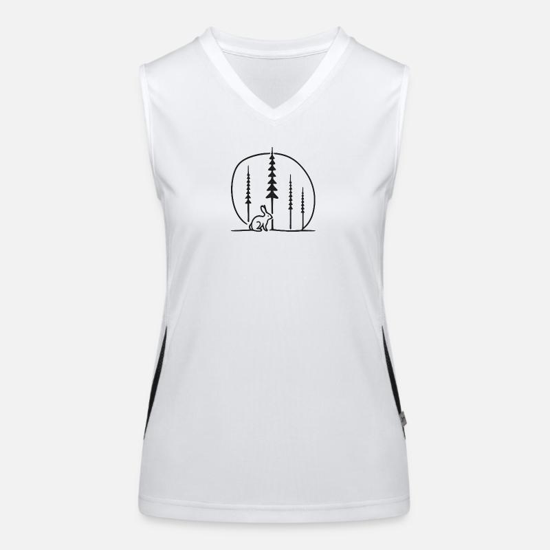 Rabbit in the forest circle silhouette gift idea Women's Functional Contrast Tank Top