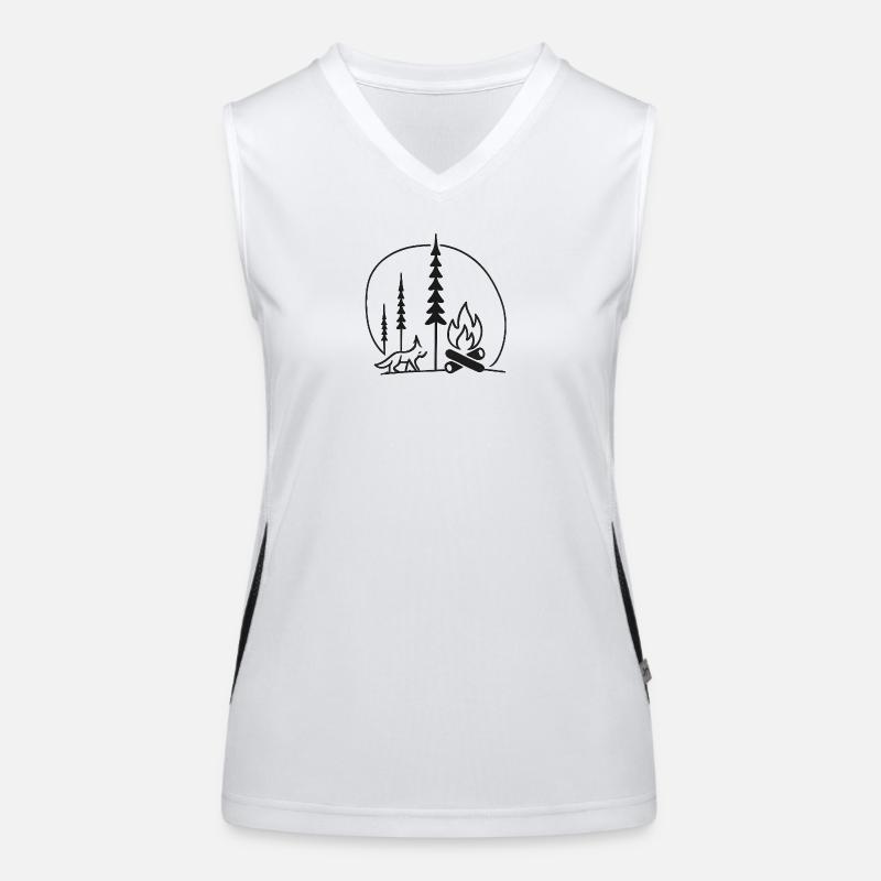 Campfire Forest Line Art Fans Gift Idea Women's Functional Contrast Tank Top