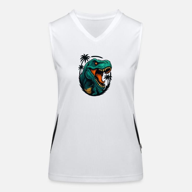 Neon Dino Dschungelkopf Funktionelles Kontrast-Tank Top für Frauen