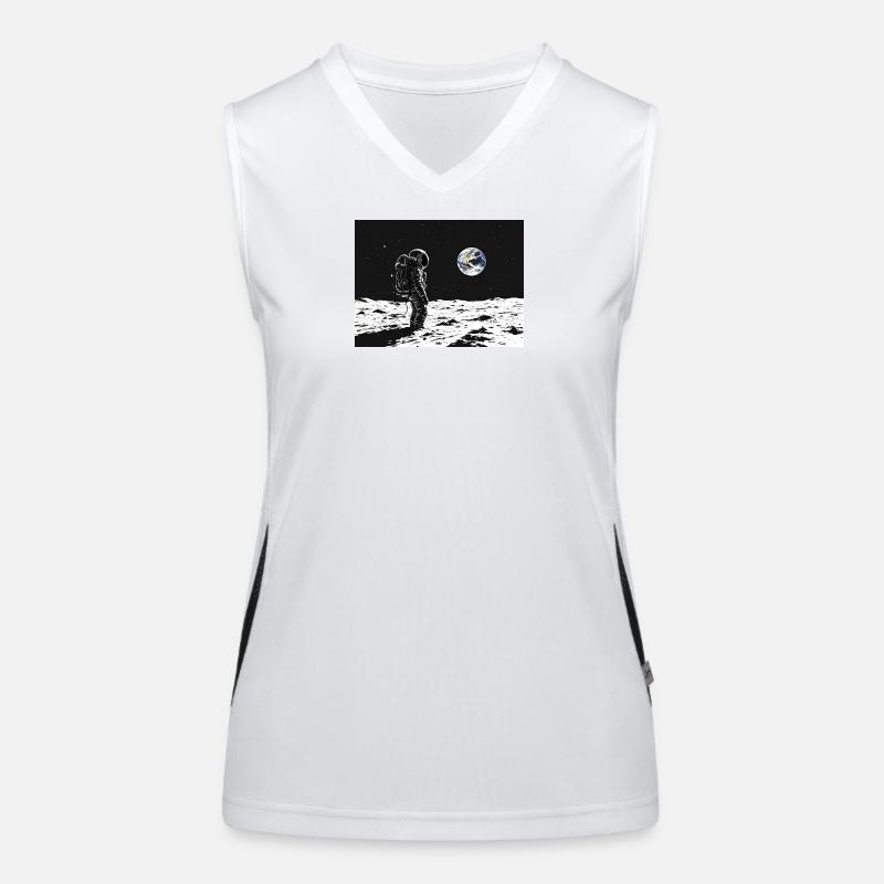 Astronaut looking back - Women's Functional Contrast Tank Top - white/black