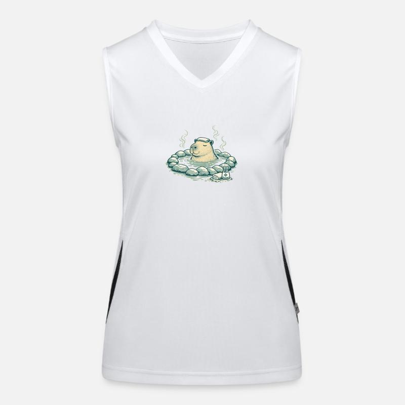 Capybara dans le bain de source Débardeur respirant contrasté Femme