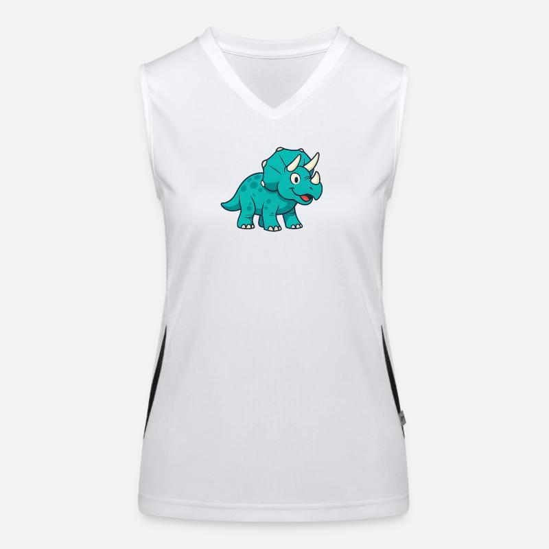 Fröhlicher Dino Triceratops Funktionelles Kontrast-Tank Top für Frauen