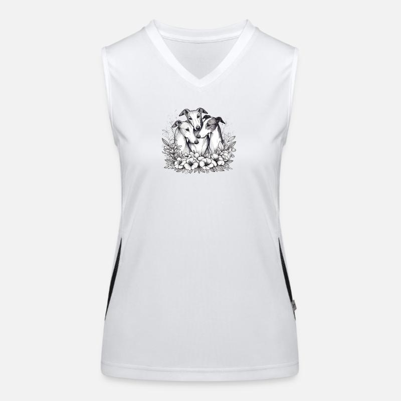 Trois lévriers dans un cercle de fleurs Débardeur respirant contrasté Femme