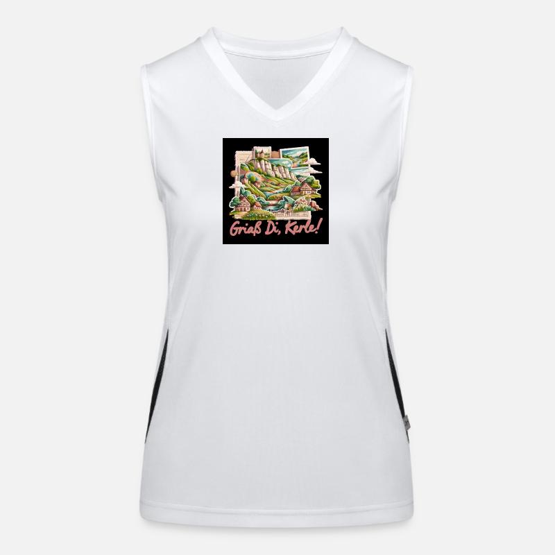 Landschaftsidylle Dorfcollage Funktionelles Kontrast-Tank Top für Frauen