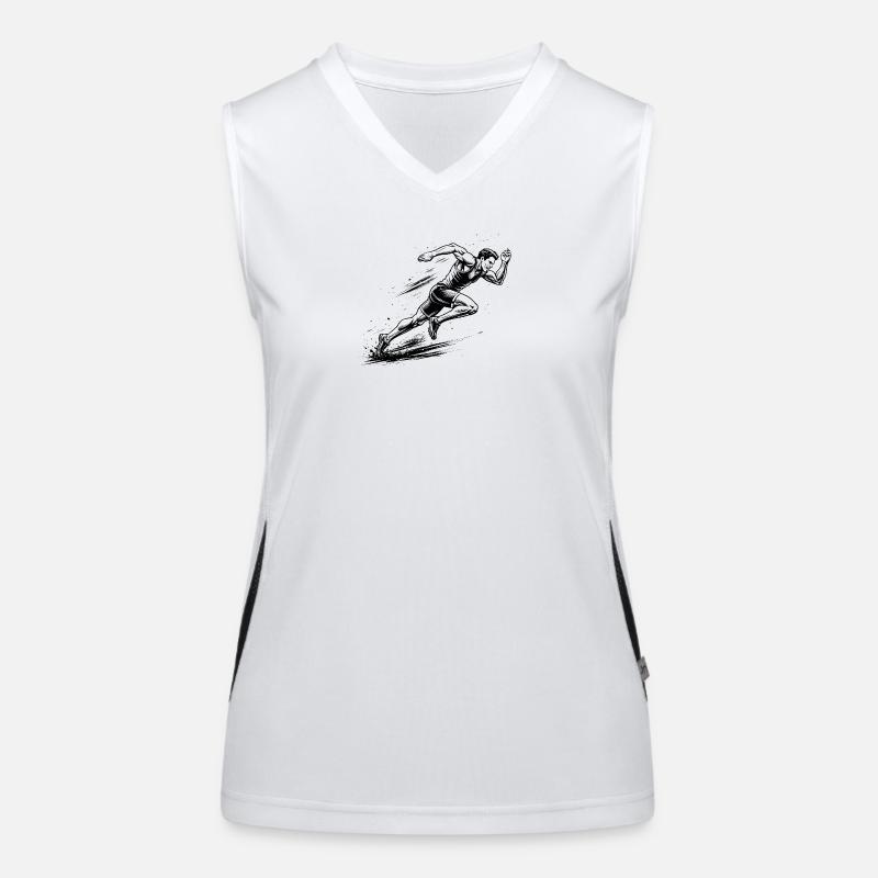 100m Sprinter im Comic-Ink Stil Funktionelles Kontrast-Tank Top für Frauen