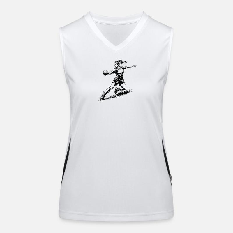 Dynamic handball player illustration Women's Functional Contrast Tank Top