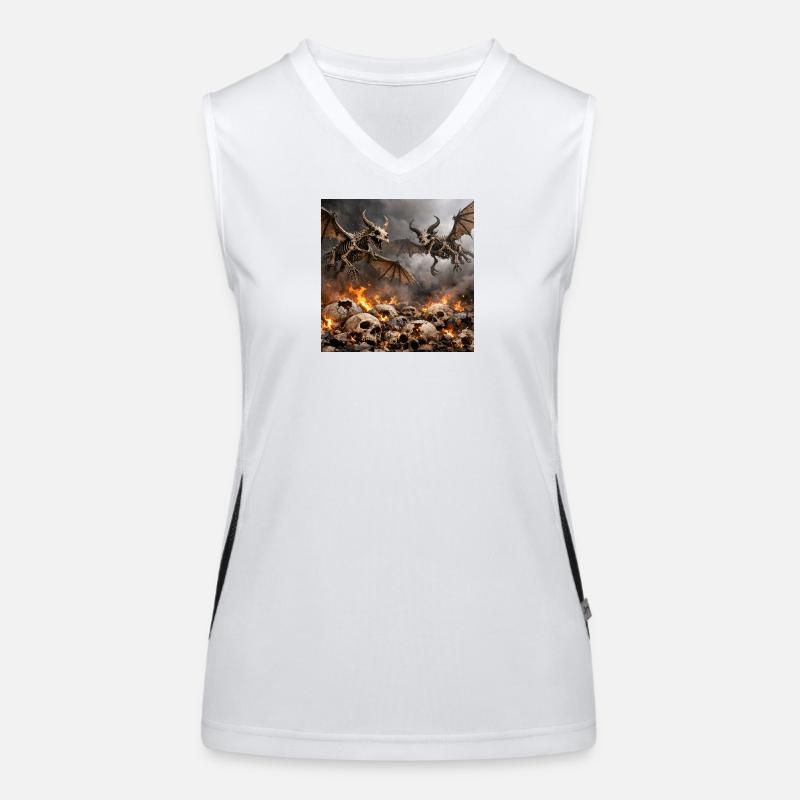 Skeleton Dragons in Flames Women's Functional Contrast Tank Top