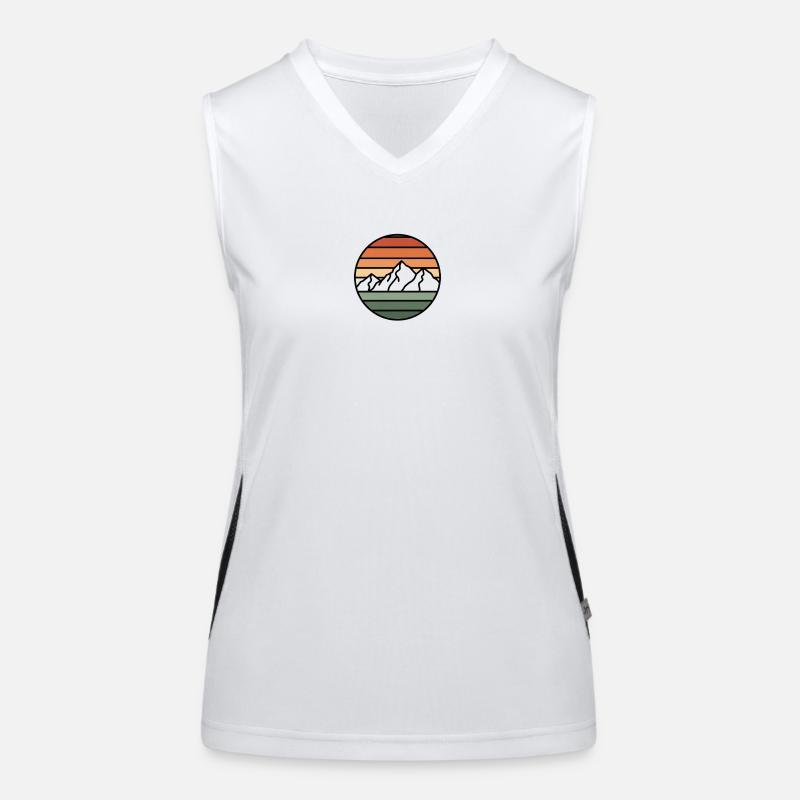 Sonnenuntergangsberge Retro Kreis Funktionelles Kontrast-Tank Top für Frauen