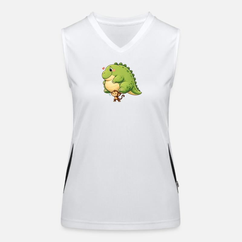Monkey carrying dinosaur Women's Functional Contrast Tank Top