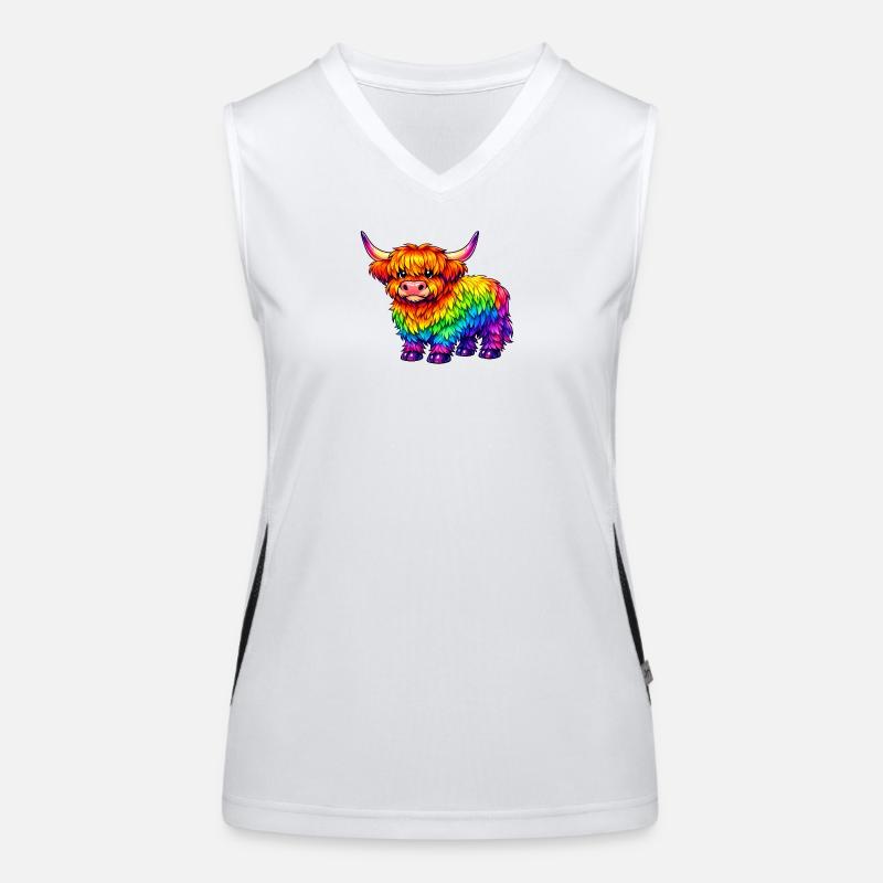 Lebendige Regenbogen-Highland-Kuh Funktionelles Kontrast-Tank Top für Frauen