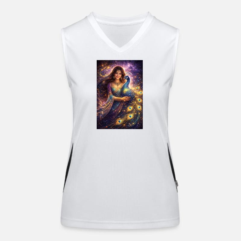 Mystical Indian Woman with Peacock Women's Functional Contrast Tank Top