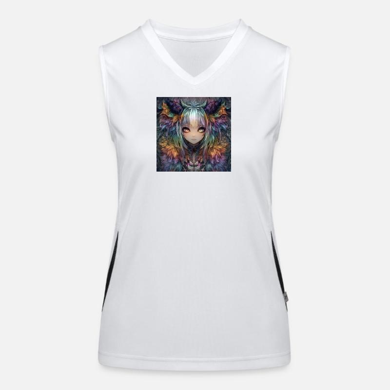 Feather Dream Mythical Creature Portrait Women's Functional Contrast Tank Top