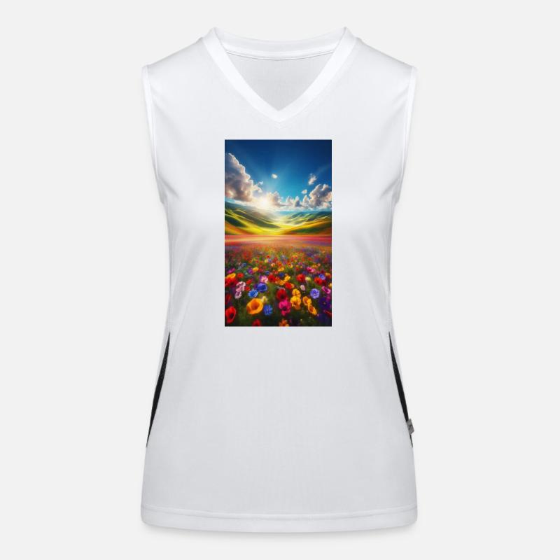 Regenbogenwiese im Sonnenlicht Funktionelles Kontrast-Tank Top für Frauen
