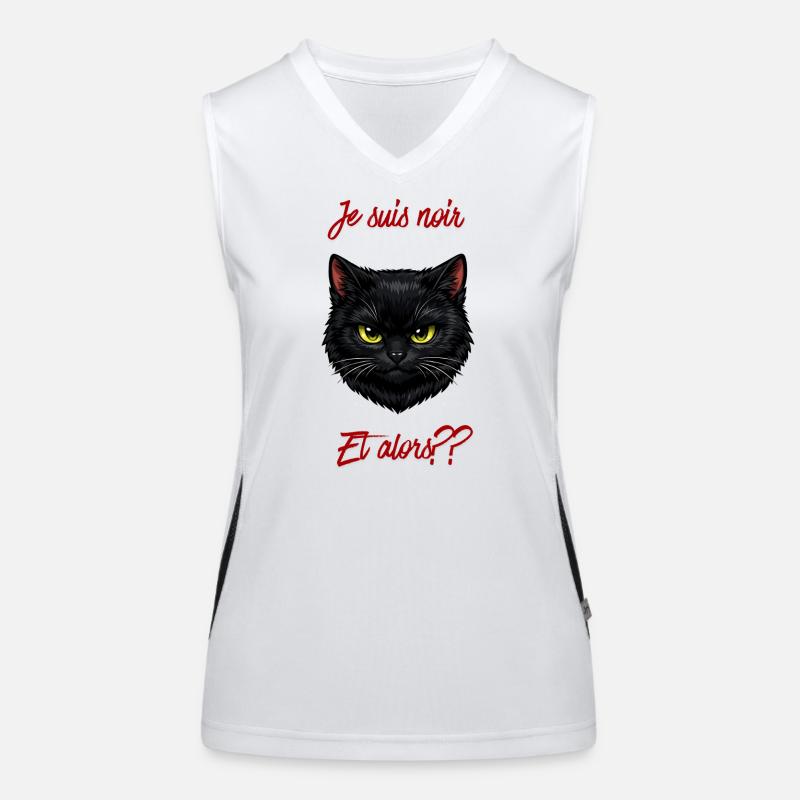 Chat noir et texte rouge audacieux Débardeur respirant contrasté Femme