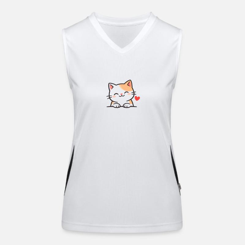 Süßes Kätzchen mit Herz Illustration Funktionelles Kontrast-Tank Top für Frauen