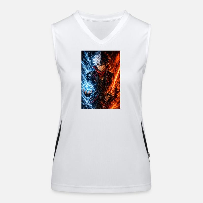 Krieger mit zwei Elementen. Feuer und Eis Funktionelles Kontrast-Tank Top für Frauen
