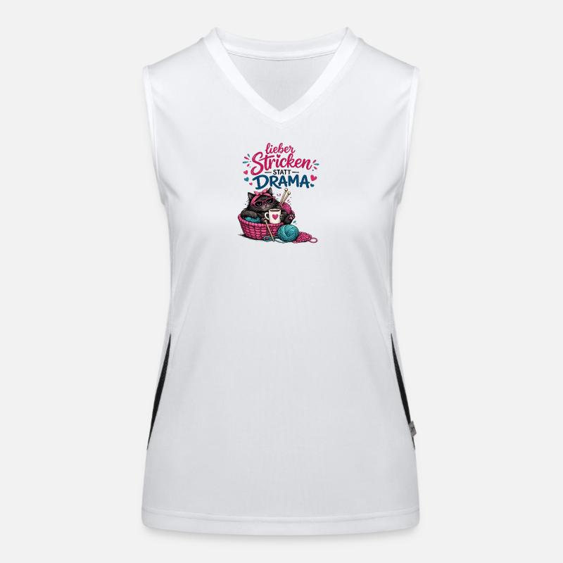 Lieber Stricken statt Drama Funktionelles Kontrast-Tank Top für Frauen