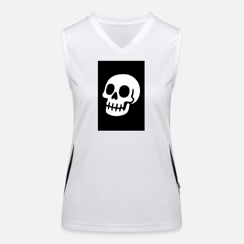 Minimalist_Two Tone_Skull_Illustration_In_Bold_ Débardeur respirant contrasté Femme