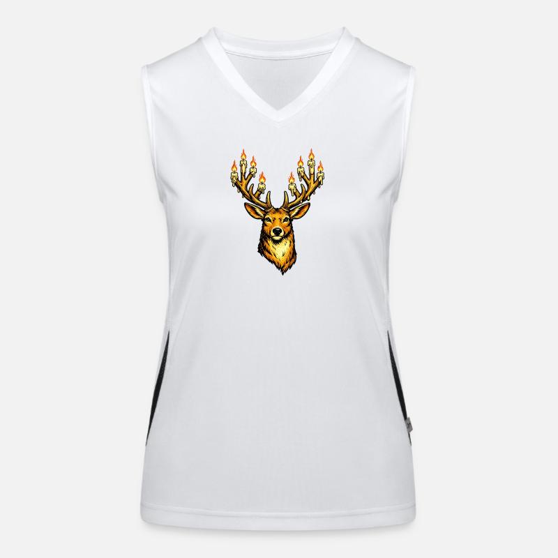 Weihnachtshirsch mit Kerzen . KI generiert Funktionelles Kontrast-Tank Top für Frauen