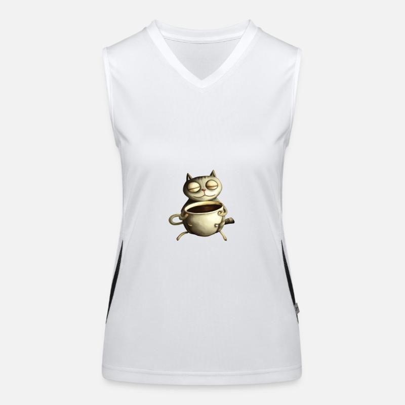 Cat is drinking a coffee Women's Functional Contrast Tank Top