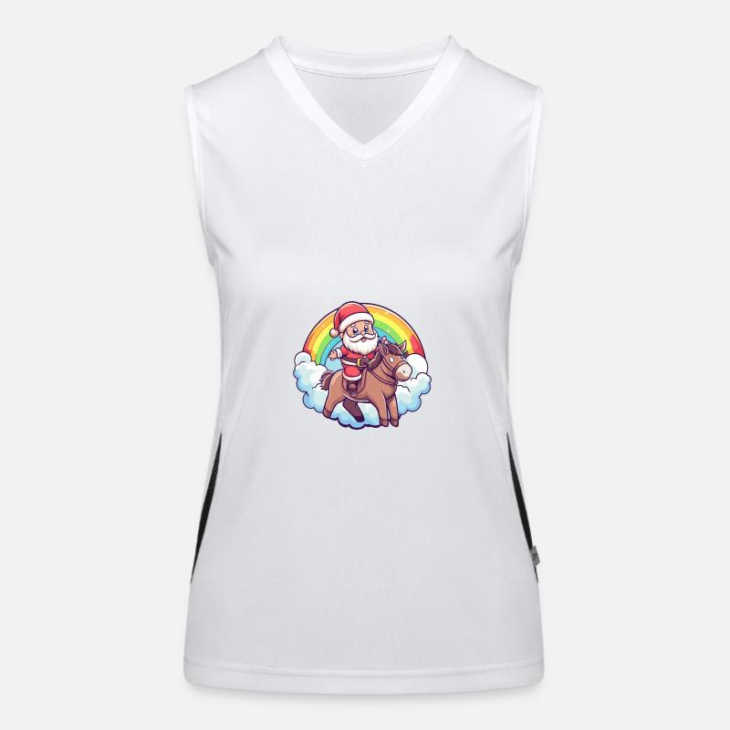Donkey Santa Claus Rainbow Women's Functional Contrast Tank Top