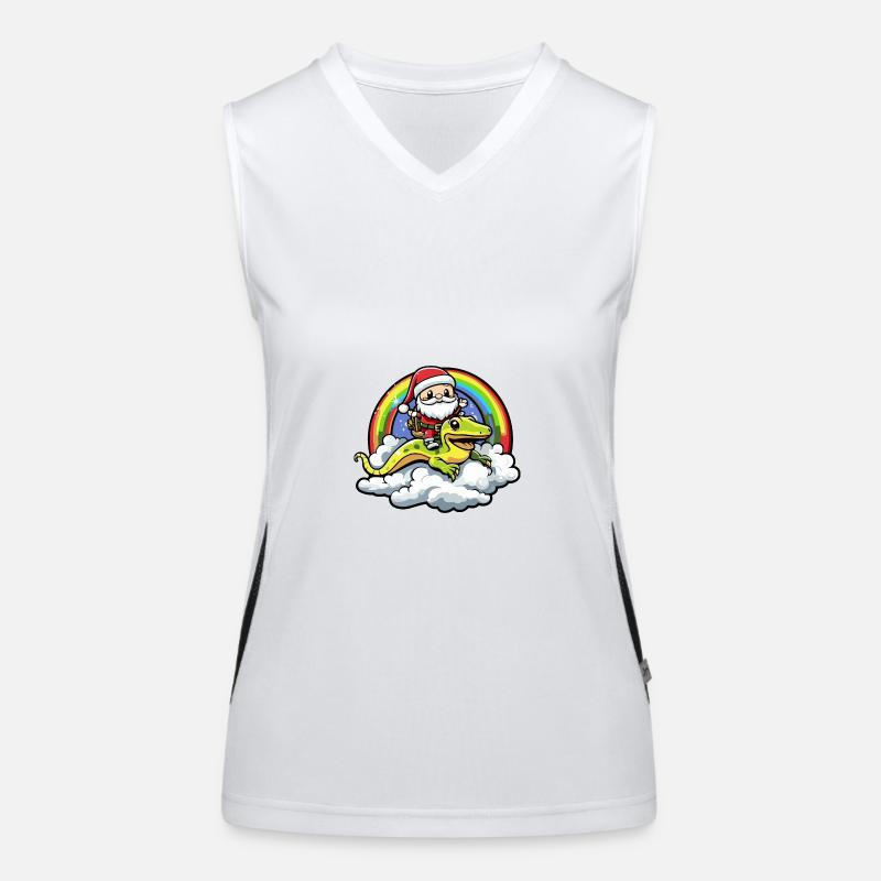 Echse Weihnachtsmann Regenbogen Funktionelles Kontrast-Tank Top für Frauen
