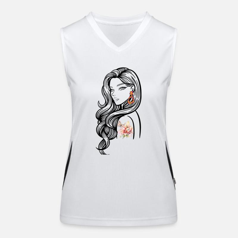Explodiertes Tattoo Blumendesign Funktionelles Kontrast-Tank Top für Frauen