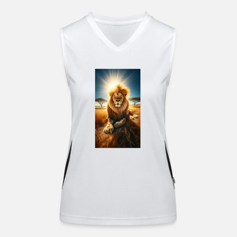 Löwe in der Savanne Funktionelles Kontrast-Tank Top für Frauen
