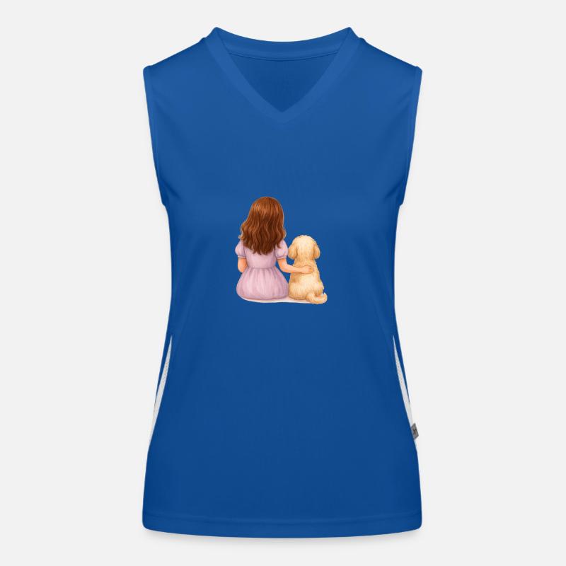 Kleines Mädchen mit Hund Funktionelles Kontrast-Tank Top für Frauen