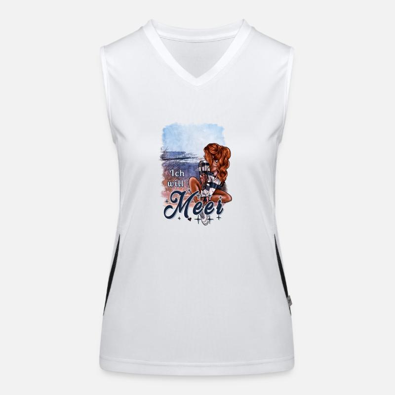 Ich will Meer – maritimes Mädchen Design Funktionelles Kontrast-Tank Top für Frauen