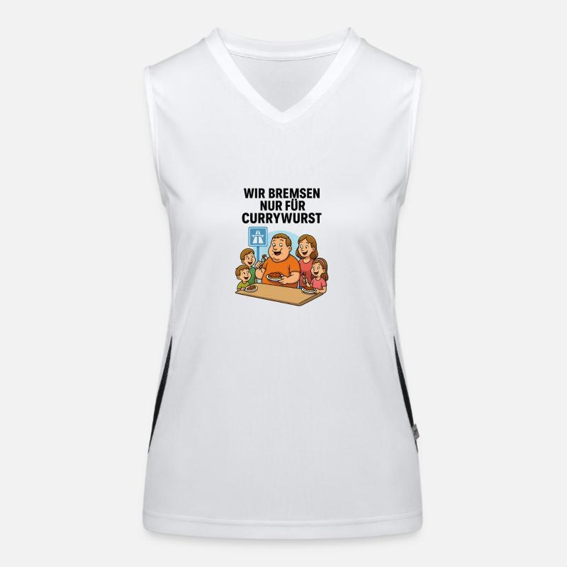 Currywurst Pause Pause Freins Nourriture Restauration Rapide Culte Débardeur respirant contrasté Femme