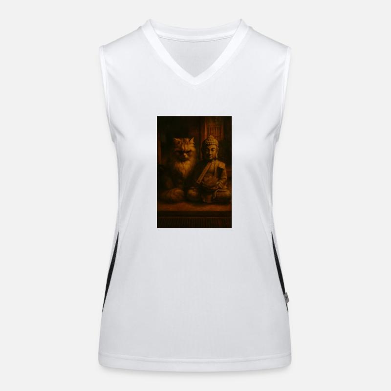Buddha Cat Women's Functional Contrast Tank Top