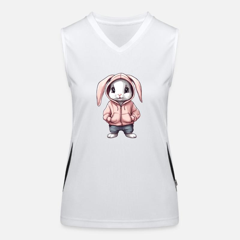 Süßer Hase mit Hoddie Pullover Funktionelles Kontrast-Tank Top für Frauen