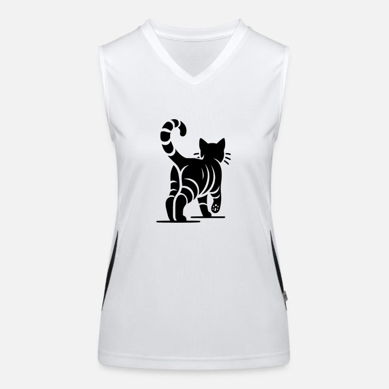 Rückansicht einer eleganten Katze mit Streifen Funktionelles Kontrast-Tank Top für Frauen