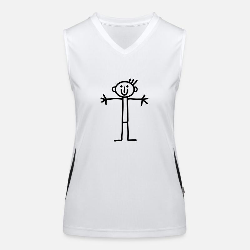 Strichmännchen offenene Arme Funktionelles Kontrast-Tank Top für Frauen