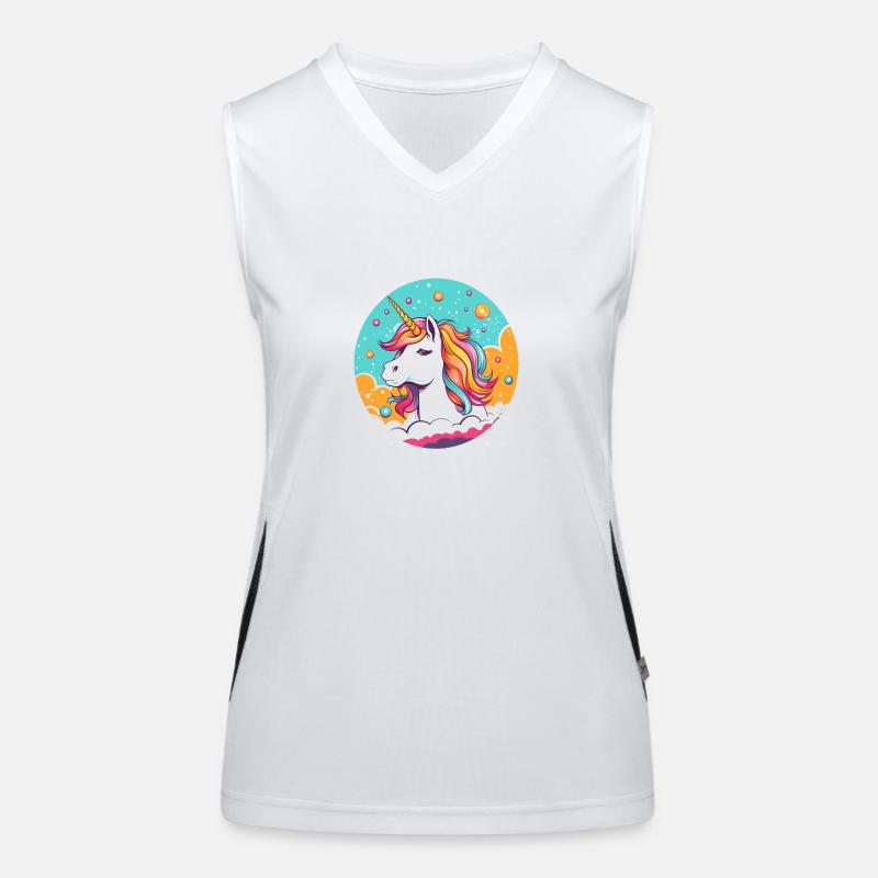 Regenbogen-Einhorn Funktionelles Kontrast-Tank Top für Frauen