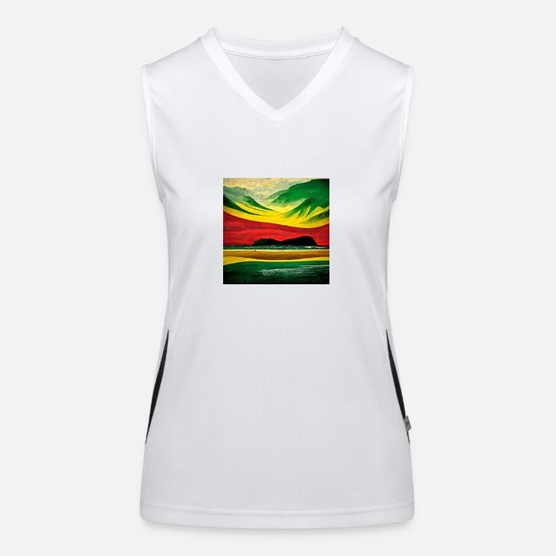 Rasta coloured landscape on the beach Funktionelles Kontrast-Tank Top für Frauen