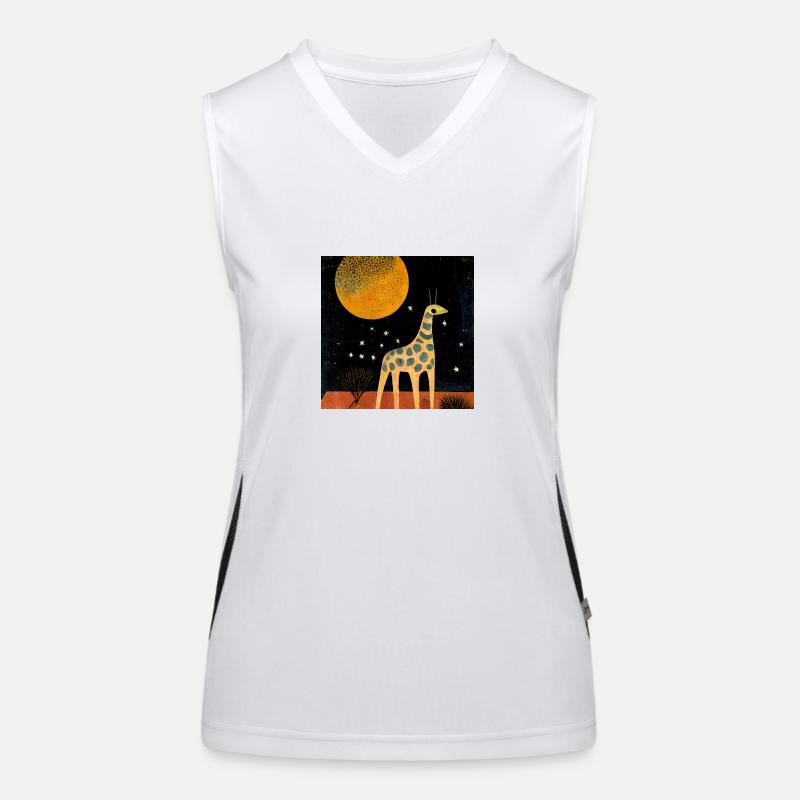 Giraffe at night Women's Functional Contrast Tank Top