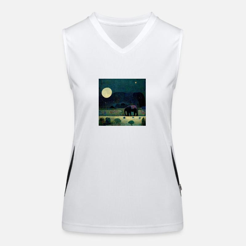 Une promenade éléphant dans la pleine lune Débardeur respirant contrasté Femme