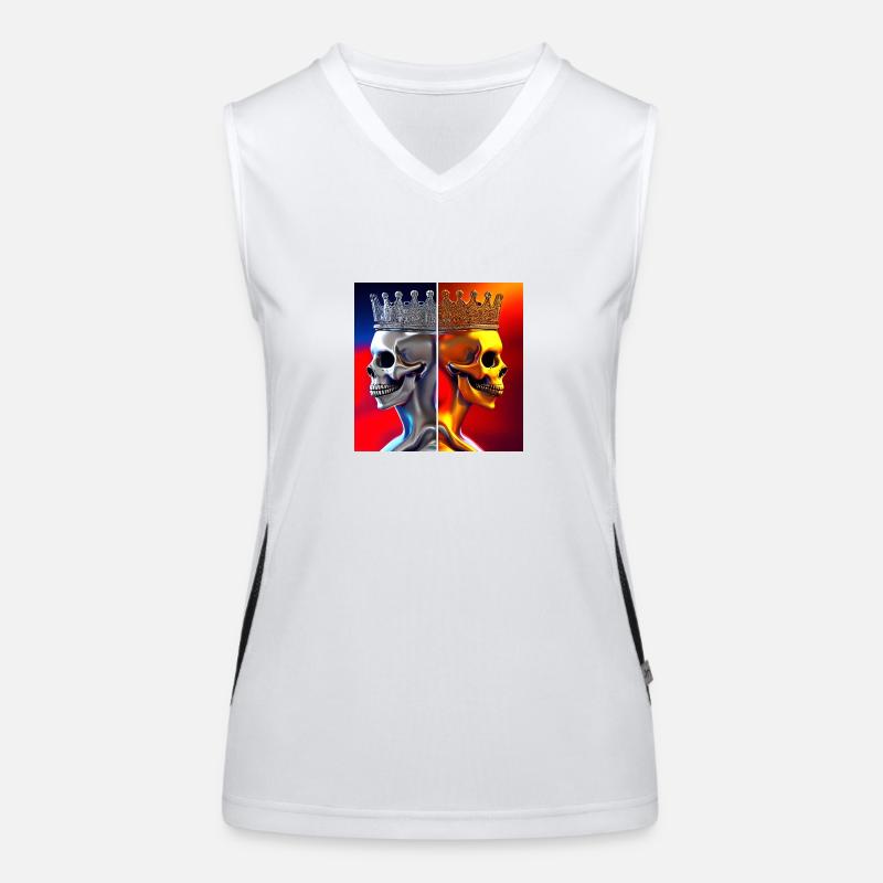 King and Queen Skull Faces Women's Functional Contrast Tank Top