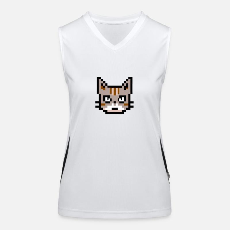 Pixelart Katze Funktionelles Kontrast-Tank Top für Frauen
