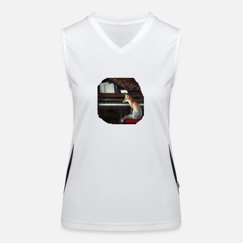 Fox at the piano Women's Functional Contrast Tank Top