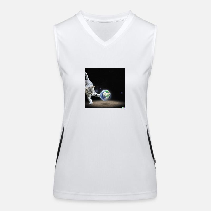 chat jouant avec la terre dans l’espace Débardeur respirant contrasté Femme